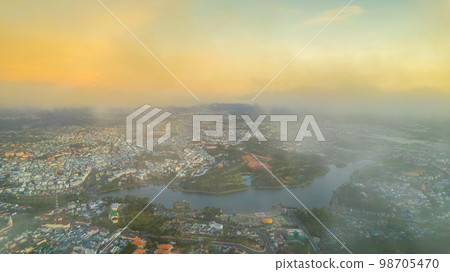 Aerial view of Xuan Huong lake Da Lat city, Vietnam. Aerial view of Xuan Huong lake Da Lat city, Vietnam. 98705470