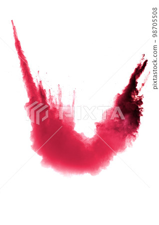 Red dust explosion on white background. Freeze motion of red powder splash. 98705508