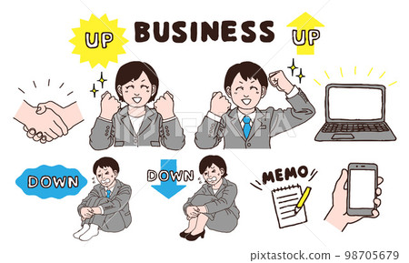 Men and women business set in suits (handwritten color) 98705679