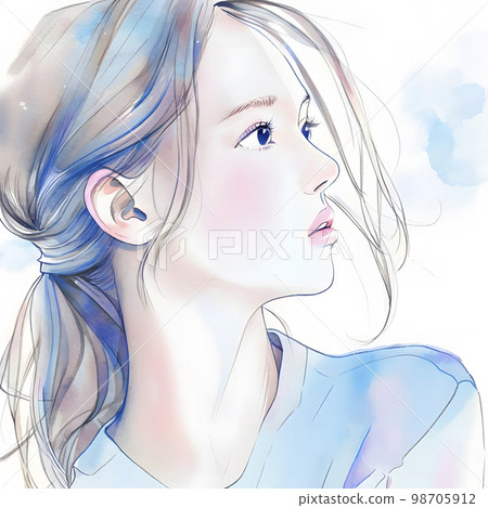 Watercolor illustration of a young woman "AI-generated image" Watercolor illustration of a young woman "AI-generated image" 98705912