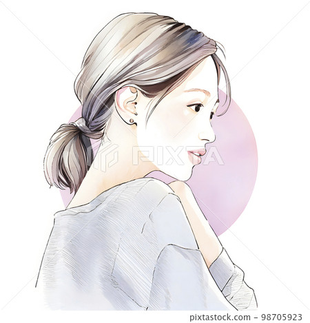 Watercolor illustration of a young woman "AI-generated image" 98705923