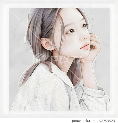 一位年輕女性的水彩插圖“人工智能生成的圖像” 98705925