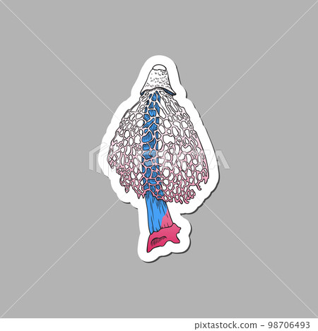 Hand drawn magic fairy mushroom, sketch vector illustration isolated on gray background. Hand drawn magic fairy mushroom, sketch vector illustration isolated on gray background. 98706493