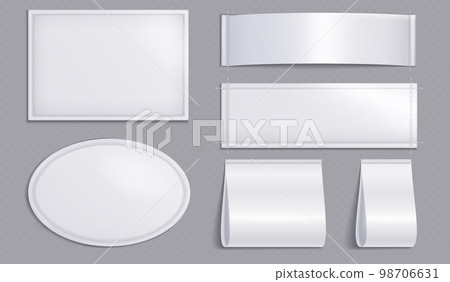 Blank clothes tags, fashion labels with seams 98706631