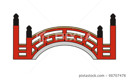 Illustration of a shrine's drum bridge with an outline 98707476