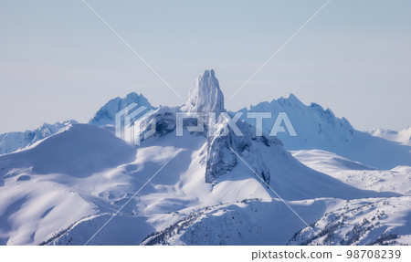 Snow and Cloud covered Canadian Nature Landscape Background. Whistler 98708239