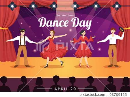 International Dance Day Illustration with Professional Dancing Performing Couple or Single in Flat Cartoon Hand Drawn for Landing Page Templates International Dance Day Illustration with Professional Dancing Performing Couple or Single in Flat Cartoon Hand Drawn for Landing Page Templates 98709133