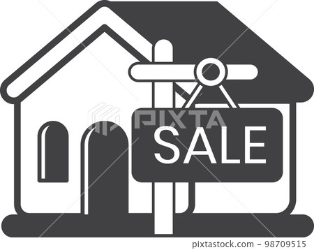 house with sale sign illustration in minimal style house with sale sign illustration in minimal style 98709515