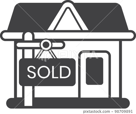 house with sold sign illustration in minimal style house with sold sign illustration in minimal style 98709891