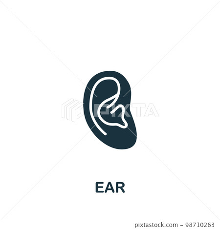 Ear icon. Monochrome simple sign from anatomy collection. Ear icon for logo, templates, web design and infographics. 98710263