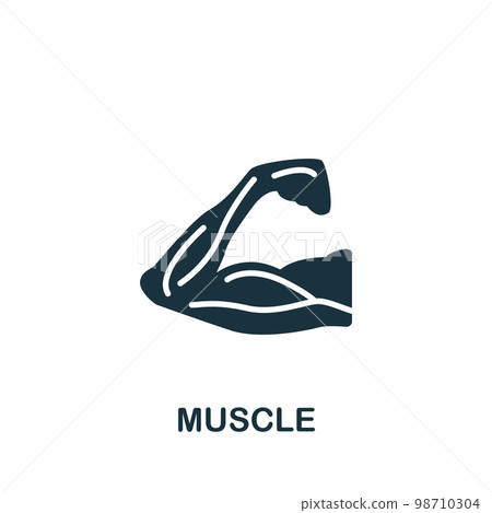 Muscle icon. Monochrome simple sign from anatomy collection. Muscle icon for logo, templates, web design and infographics. 98710304