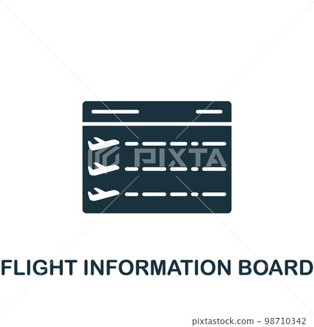 Flight information board icon. Monochrome simple sign from airport elements collection. Flight information board icon for logo, templates, web design and infographics. 98710342