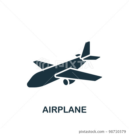 Airplane icon. Monochrome simple sign from airport elements collection. Airplane icon for logo, templates, web design and infographics. 98710379