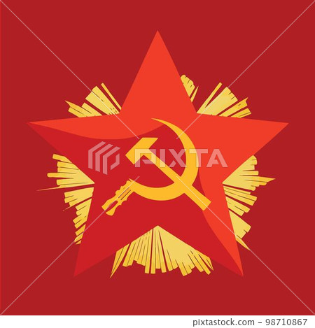 illustration in communist style in red and yellow colors 98710867