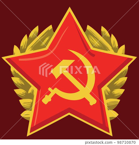 illustration in communist style in red and yellow colors illustration in communist style in red and yellow colors 98710870