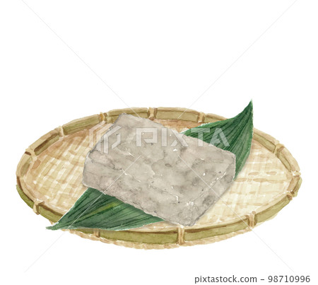 老式手工漏勺魔芋【手繪水彩】白背透底 98710996