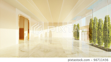 Empty interior hall with modern and retro design 98711436
