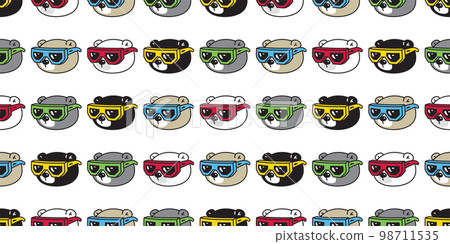 bear polar seamless pattern sunglasses head face vector teddy cartoon gift wrapping paper tile background repeat wallpaper doodle scarf isolated illustration design 98711535