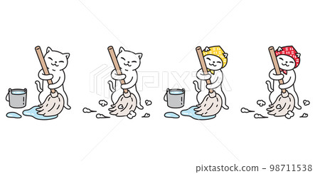 cat icon broom cleaning vector kitten calico pet logo breed symbol character cartoon doodle design animal illustration 98711538