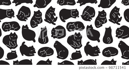 cat seamless pattern kitten camouflage calico vector breed neko cartoon pet gift wrapping paper tile background repeat wallpaper animal doodle illustration scarf isolated design 98711541