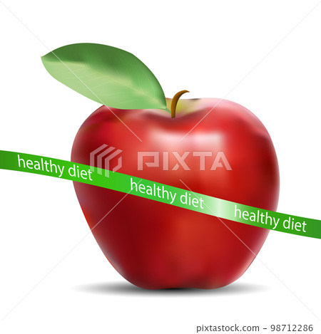 Apple and measuring tape, Diet symbol. Vector illustration Apple and measuring tape, Diet symbol. Vector illustration 98712286