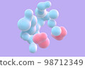 3D abstract liquid bubbles on purple background. 98712349