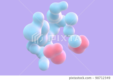 3D abstract liquid bubbles on purple background. 98712349