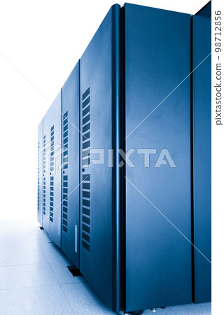server room with row of data storage cabinets 98712856