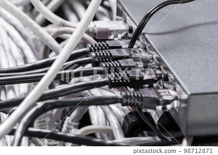 Detail of server room with patch cables Detail of server room with patch cables 98712871