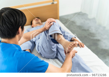 Foot rehabilitation, stretching, massage Foot rehabilitation, stretching, massage 98713286