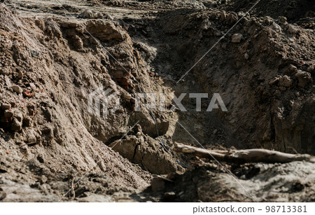 construction pit. land works. construction pit. land works. 98713381