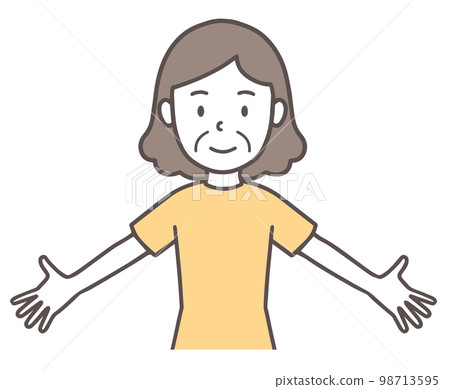 中年婦女阿姨單純微笑攤手 98713595