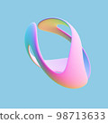 3D twisted pink geometric shape on blue background. 98713633