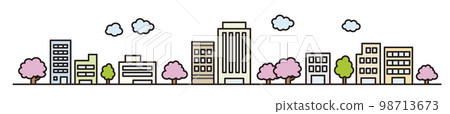 Cityscape with cherry blossoms _ office district Cityscape with cherry blossoms _ office district 98713673
