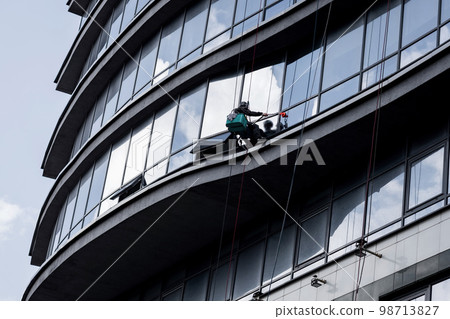 Window Washers on a Office Building. Window Washers on a Office Building. 98713827