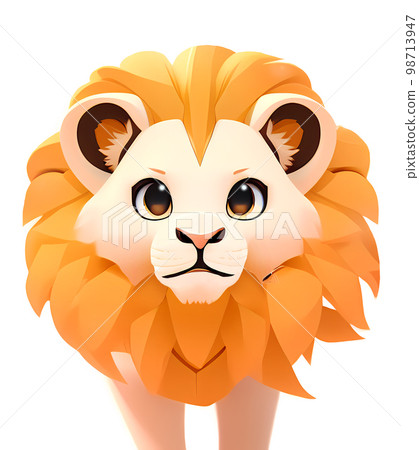 Lion Cartoon character. Cute little animal illustration on white background. 98713947