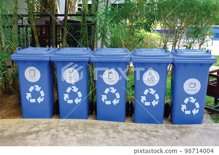 Trash Garbage with arrows recycle symbol Trash Garbage with arrows recycle symbol 98714004