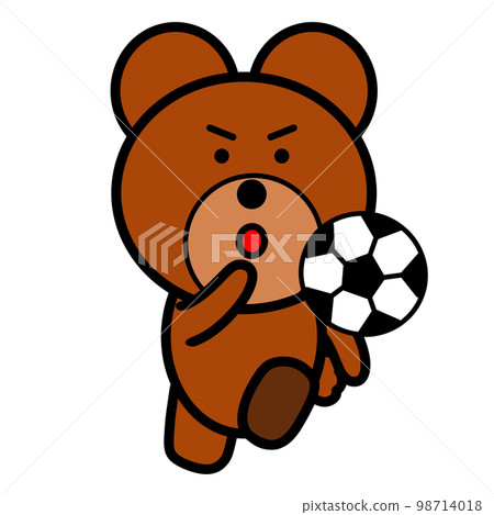 Illustration of a bear kicking a soccer ball 98714018
