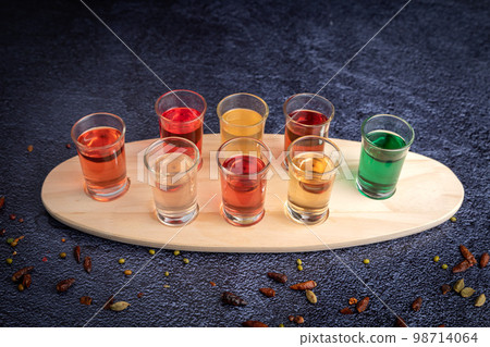 Famous and tasted fresh shooters in glasses 98714064
