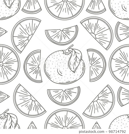 Coloring Seamless pattern with tropical fruits. Illustration in hand draw style Coloring Seamless pattern with tropical fruits. Illustration in hand draw style 98714792