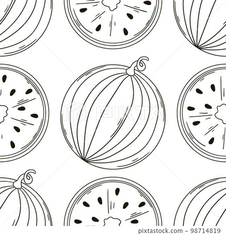 Coloring Seamless pattern with tropical fruits. Illustration in hand draw style 98714819