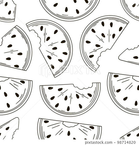Coloring Seamless pattern with tropical fruits. Illustration in hand draw style 98714820