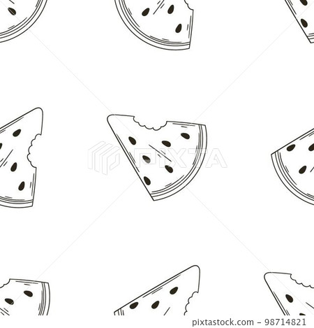 Coloring Seamless pattern with tropical fruits. Illustration in hand draw style 98714821