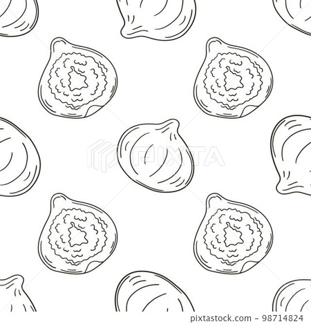 Coloring Seamless pattern with tropical fruits. Illustration in hand draw style Coloring Seamless pattern with tropical fruits. Illustration in hand draw style 98714824