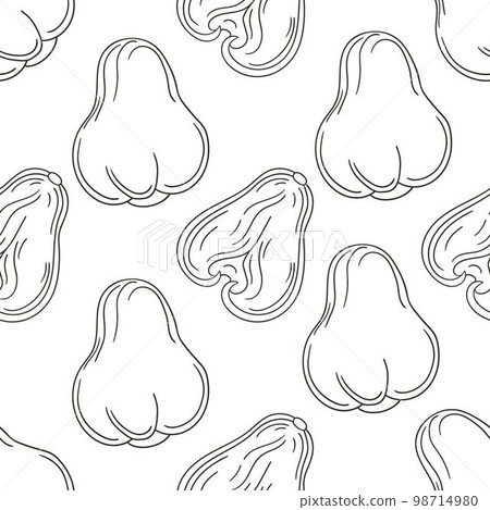 Coloring Seamless pattern with tropical fruits. Illustration in hand draw style 98714980