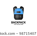 Backpack, tourist backpack, school backpack education logo design. Schoolbag icon, trendy modern a school backpack bag vector design and illustration. 98715407