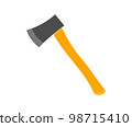 Iron axe with a wooden handle, working tool logo design. Design element for logo, emblem, sign, poster, card, banner vector design and illustration. 98715410