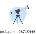 Silhouette of telescope, Astronomer Equipment Telescope logo design. Standing Telescope For Explore And Observe Galaxy And Cosmos. Discovery Optical Device vector design and illustration. 98715446