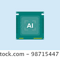 AI artificial intelligence technology CPU central processor unit chipset logo design. Modern computer technologies UI. Electronic and technology concept vector design and illustration. 98715447