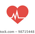 Arterial blood pressure icon in flat style logo design. Heartbeat monitor, cardio vascular dystonia, measurement arterial pressure. Pulse diagnosis sign business concept vector design and illustration 98715448
